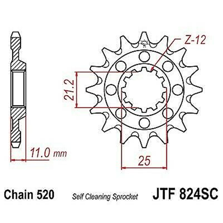 PION JT 824SC autolimpiable de acero con 13 dientes